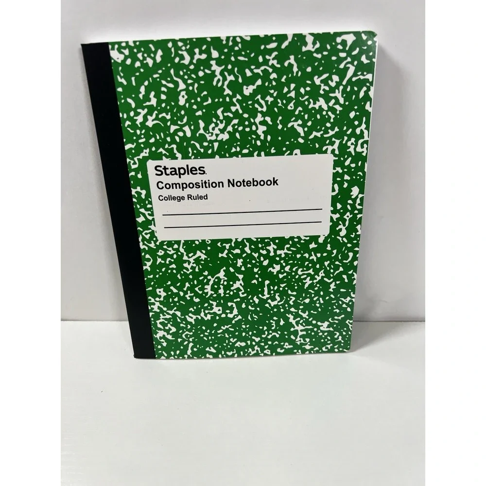 2x Staples Composition Notebook‎ Green College Ruled 100 Sheets